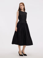 18MM Xiang Yun Silk Sleeveless Women Self-Tie Belt Maxi Dress GOELIA