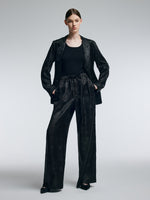 19MM Gambiered Canton Gauze Women Jacquard Straight Leg Pants GOELIA