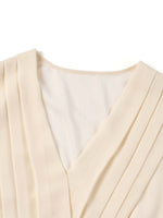 V-Neck Back Tie Women 3/4 Sleeve Midi Dress GOELIA