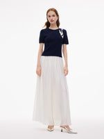 Tencel Blend Cut Out Women Knit Top GOELIA