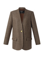 100% Washable Wool One Button Women Blazer GOELIA