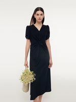 Acetate Twist Front Women Knit Maxi Dress With Hairband GOELIA