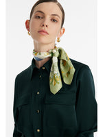 Iris Printed 60 Square 14 Momme Mulberry Silk Scarf GOELIA