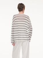 Lyocell Mulberry Silk Blend Stripe Women Knit Top GOELIA