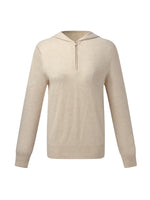 100% Cashmere Half-Zip Women Hooded Sweater GOELIA