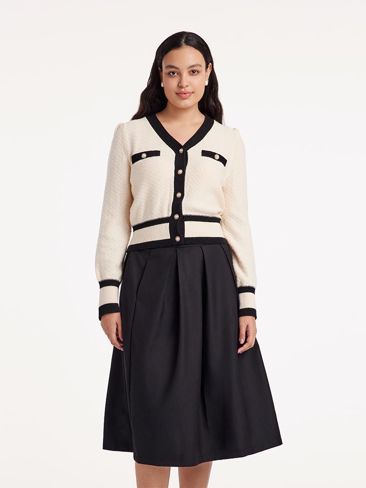 Chic Era Pearl Buttoned Skirt Cardigan Set main image 1