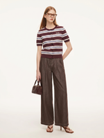 Tencel Blend Multicolored Stripe Letter Embroidered Women Cardigan GOELIA