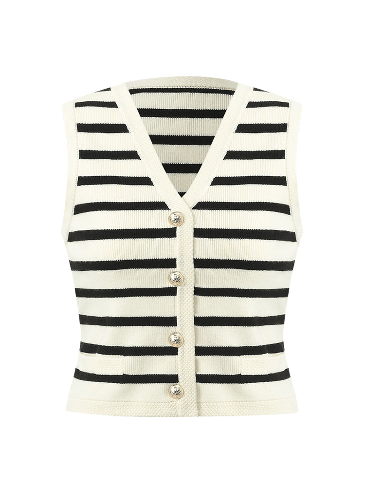 Virsa Heritage Chevron Knit Vest Cardigan