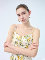 Cotton Lemon Print Strap Dress And Cardigan Two-Piece Set GOELIA