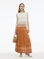 100% Cotton Patchwork Lace Embroidered Women Skirt GOELIA