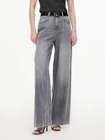 [Preview] Lyocell Cotton Blend Denim Women Straight Leg Jeans With Leather Belt GOELIA