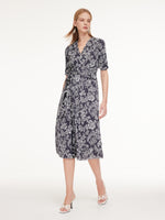 Floral Print Reversible V-Neck Women Wrap Midi Dress With Slip Dress GOELIA