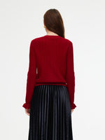 Tencel Wool Blend Ruffle Cuff Women Cardigan GOELIA