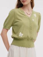 Tencel Blend Butterfly Embroidered Women Knit Top GOELIA