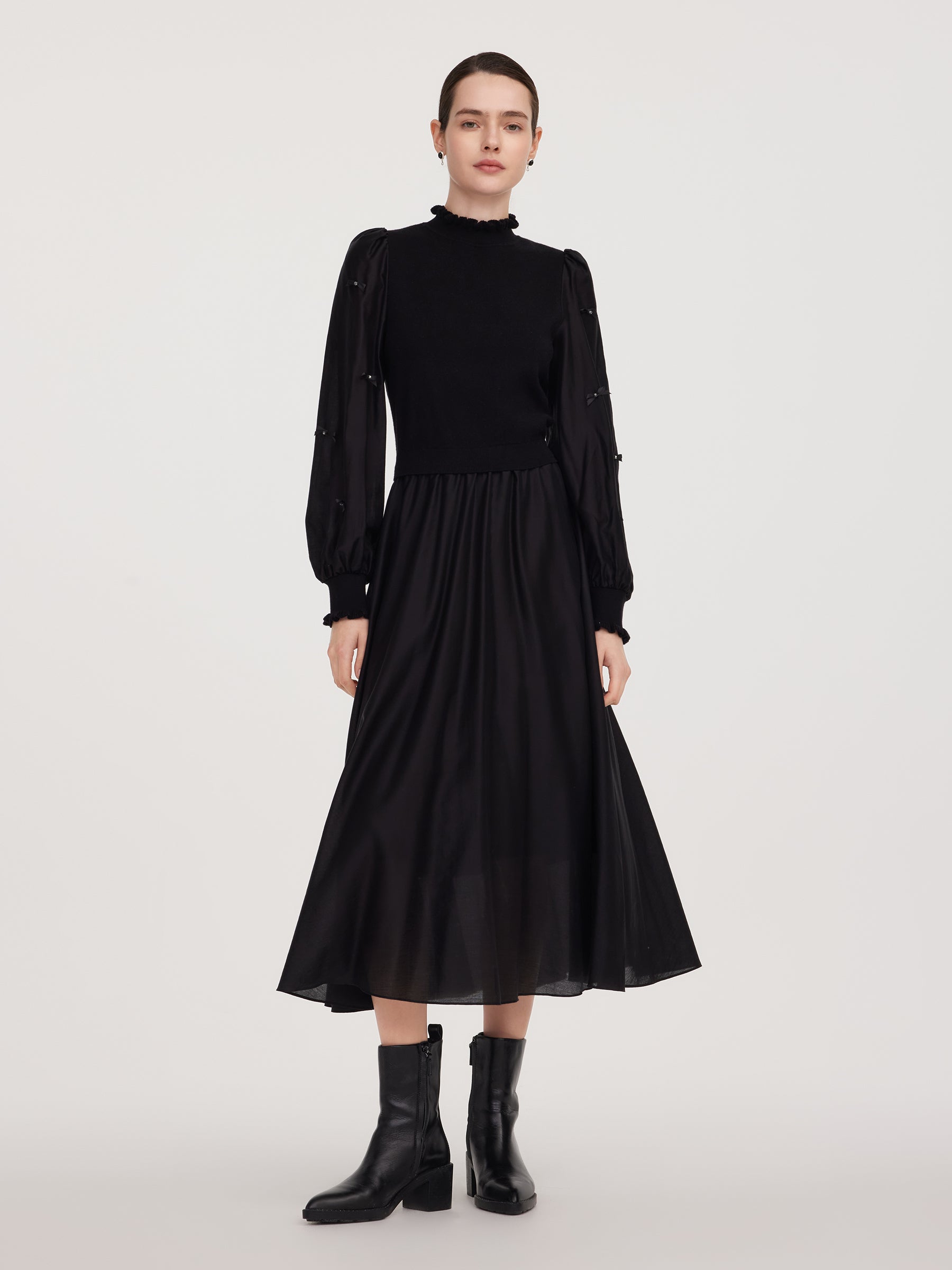 Tencel Blend Patchwork Women Maxi Dress GOELIA