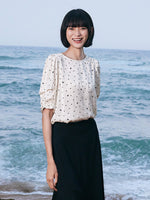 Round Neck Polka Dots Women Blouse GOELIA