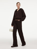 Half-Zip Hoodie And Pants Knit Two-Piece Set GOELIA