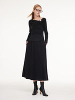 Asymmetric Bow Ruched Knit Top And Skirt Two-Piece Set GOELIA