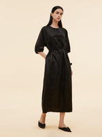 19MM Xiang Yun Silk Jacquard Women Self-Tie Belt Maxi Dress GOELIA