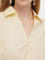 100% Cotton V-Neck Back Tie Women Maxi Shirt Dress GOELIA