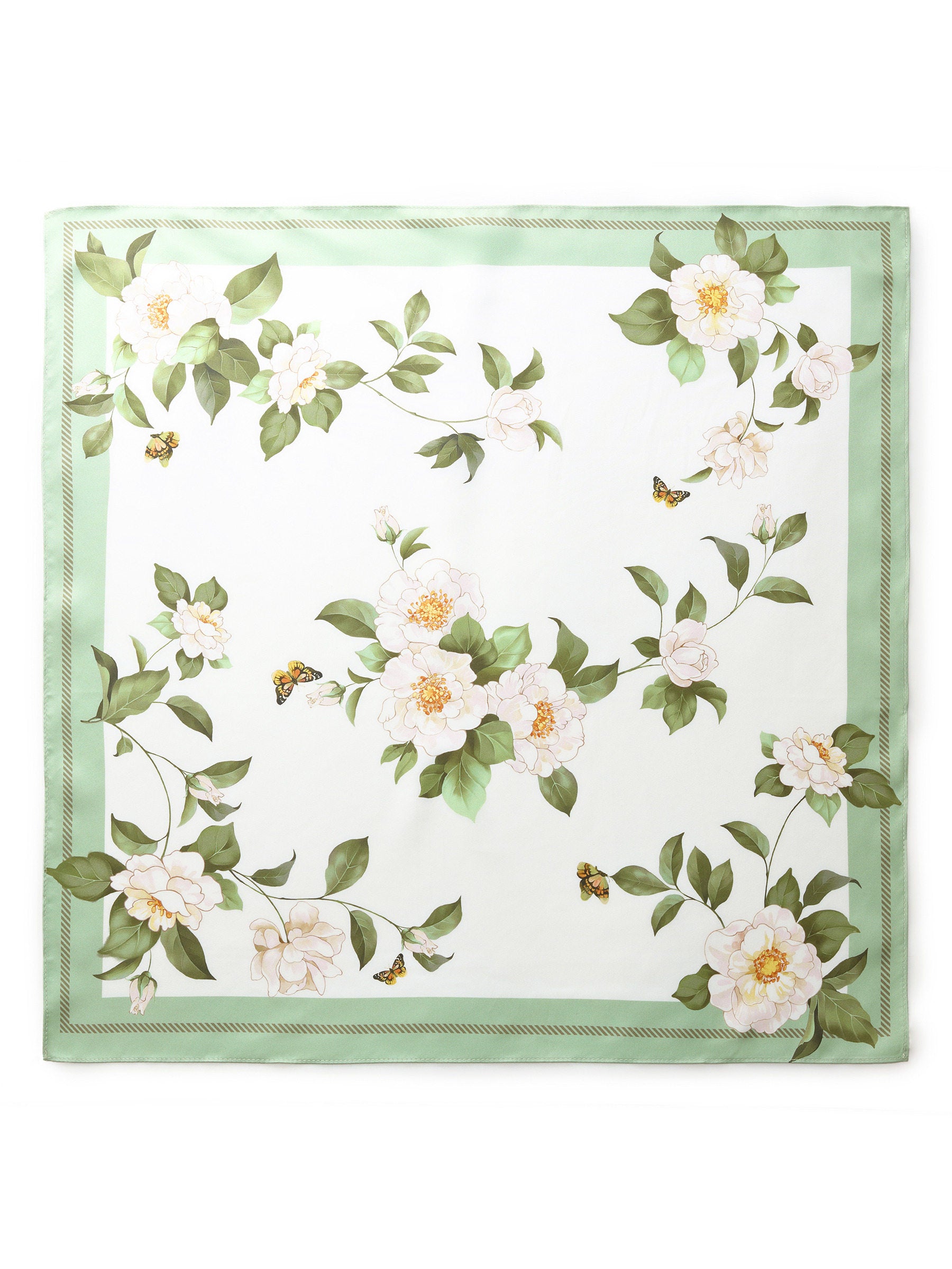 100% Mulberry Silk Rose Print Women Scarf GOELIA