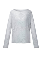 Lyocell Wool Cashmere Blend Sequins Women Open-Knit Sweater GOELIA