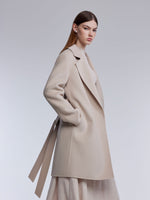 [Preview] Cashmere Wool Blend Double-Faced Women Wrap Coat GOELIA