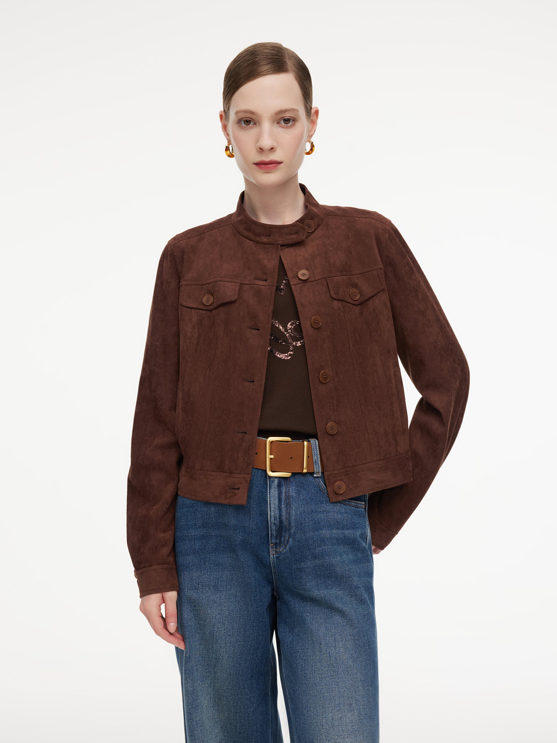 Faux Suede H-Line Women Jacket GOELIA