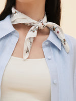 100% Mulberry Silk Floral Print Women Scarf GOELIA