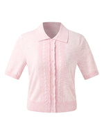 Stretchy Lapel Women Pullover Knit Top GOELIA