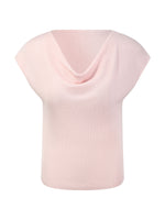 Tencel Mulberry Silk Cowl Neck Women Cap Sleeve Knit Top GOELIA