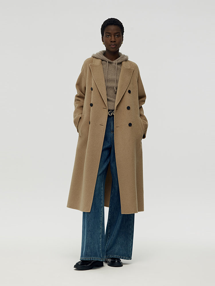100% Camel Hair Women Wrap Overcoat