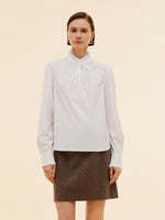 Ruffle Neckline Women Puff Long Sleeve Blouse GOELIA