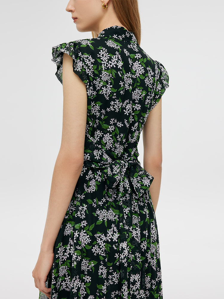 GOLEIA]マルベリーシルクタイバック セミロングワンピ