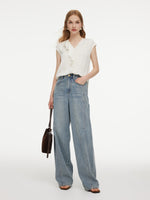 22MM Mulberry Silk Asymmetrical Ruffle Women Blouse GOELIA