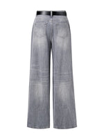 [Preview] Lyocell Cotton Blend Denim Women Straight Leg Jeans With Leather Belt GOELIA