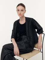 18 Momme Xiang Yun Silk Mandarin Button Women Crop Jacket GOELIA