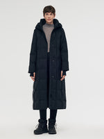 Hooded Long Goose Down Coat With Belt GOELIA