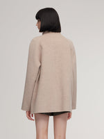 Cashmere Wool Blend Funnel Neck Women Coat GOELIA
