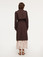 Linen Blend Women Belted Trench Coat GOELIA