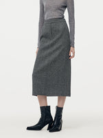 Washable Wool Women Column Midi Skirt GOELIA