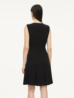 Triacetate Blend Gathered Waist Women Sleeveless Mini Dress GOELIA