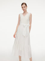 Tencel Blend Reversible Women Sleeveless Maxi Dress With Bowknot Ribbon GOELIA