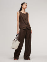 100% Linen Vest And Pants Two-Piece Set GOELIA