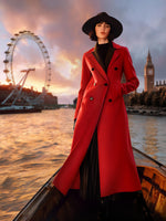 Cashmere Wool Blend Notched Collar Double-Faced Women Overcoat GOELIA