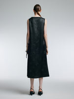19MM Gambiered Canton Gauze Women Jacquard Sleeveless Maxi Dress GOELIA