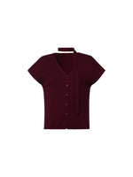 [Preview] Lyocell Blend V-Neck Women Cardigan With Ribbon GOELIA