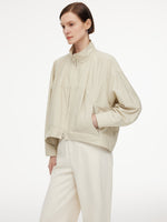 Cotton Blend Zip-Up Women Cocoon Cropped Jacket GOELIA