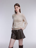 [Preview] 100% Cashmere Embroidered Crew Neck Women Sweater GOELIA