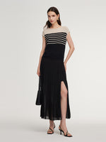 Adjustable Waist Side Slit Women Pleated Skirt GOELIA